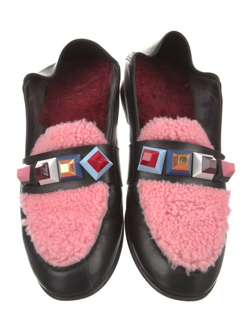 Fendi Leather Studded Accents Loafers