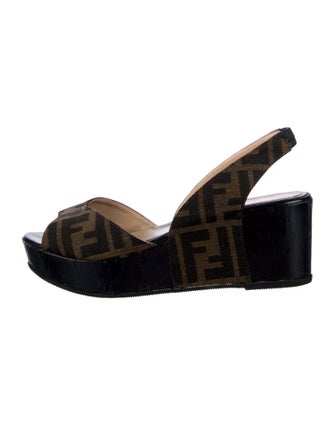 Fendi Zucca FF Logo Slingback Sandals