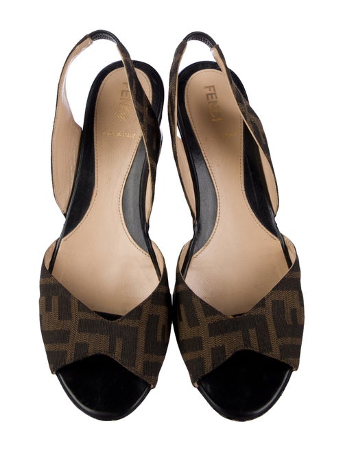 Fendi Zucca FF Logo Slingback Sandals