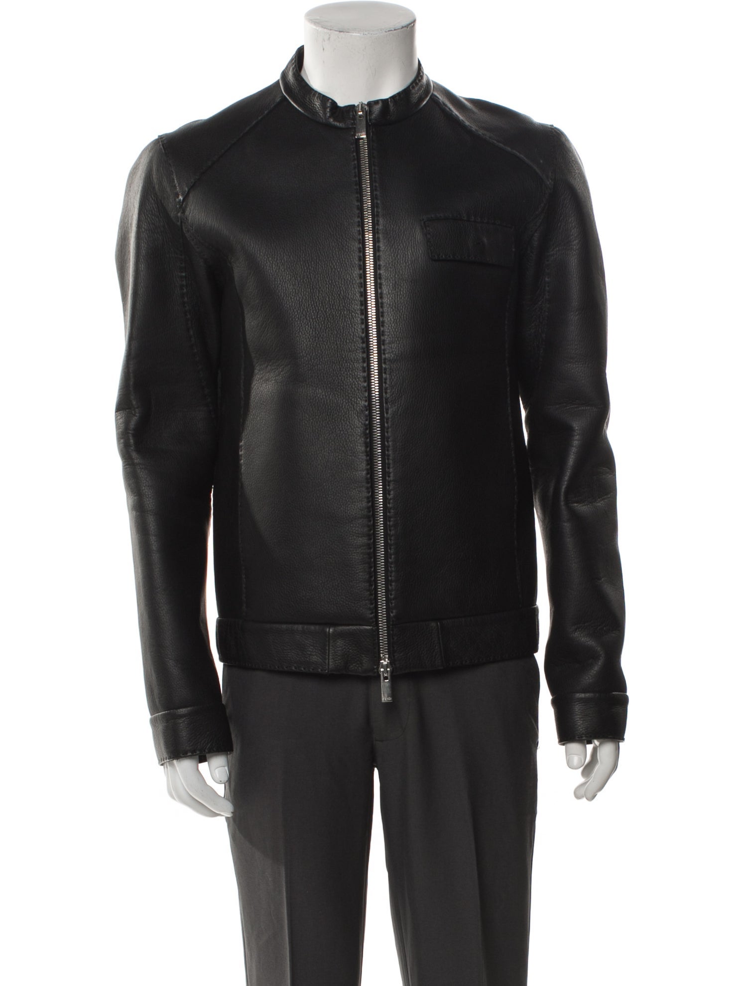 Fendi Calf Leather Moto Jacket