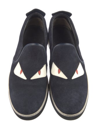 Fendi Monsters Motif Suede Sneakers