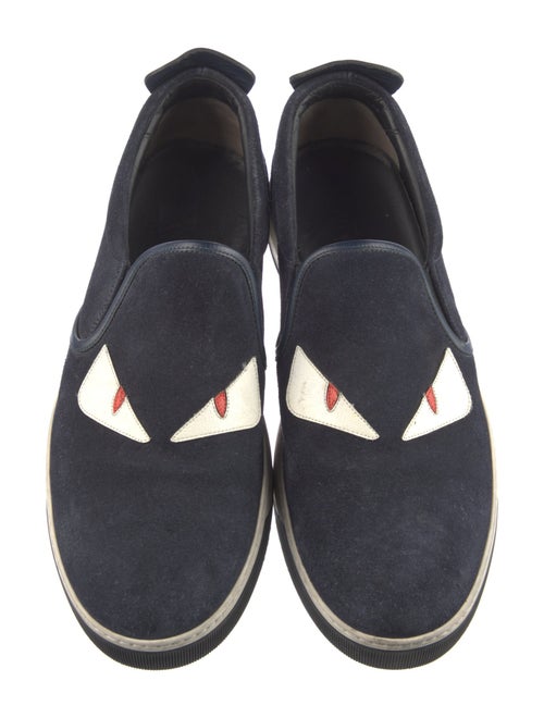 Fendi Monsters Motif Suede Sneakers