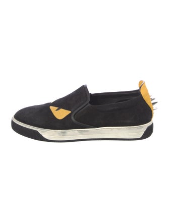Fendi Monsters Motif Suede Sneakers