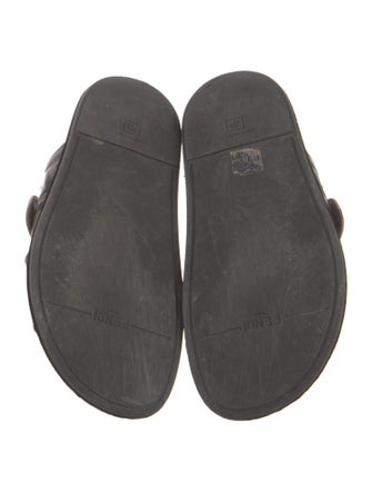 Fendi Zucca FF Logo Leather Slides