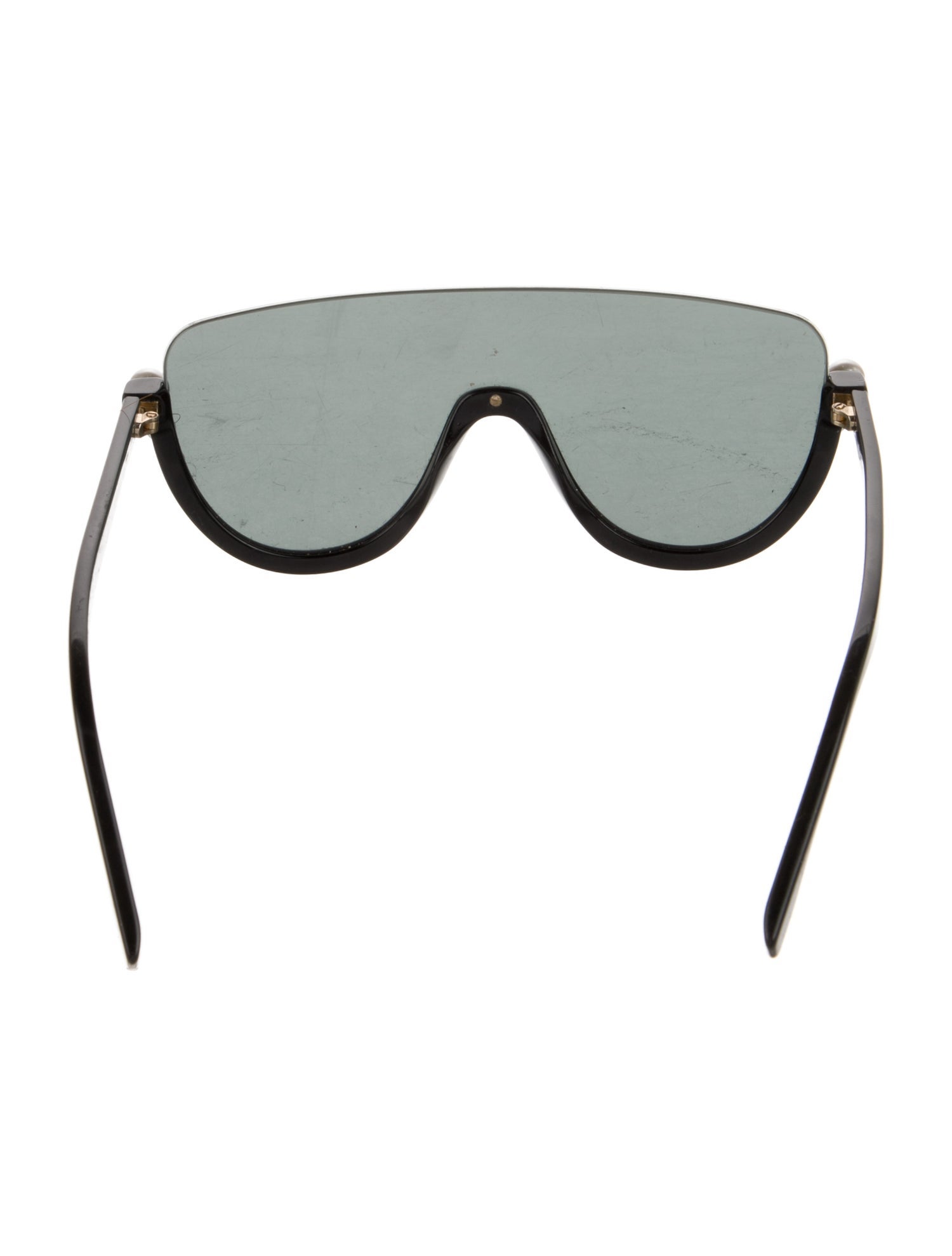 Fendi Faux Pearl Accents Shield Sunglasses