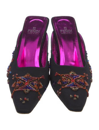 Fendi Zucca FF Logo Floral Print Mules