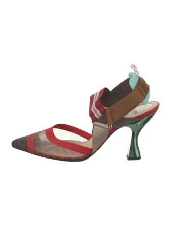 Fendi Mesh Printed Slingback Pumps