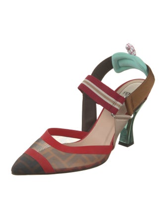 Fendi Mesh Printed Slingback Pumps
