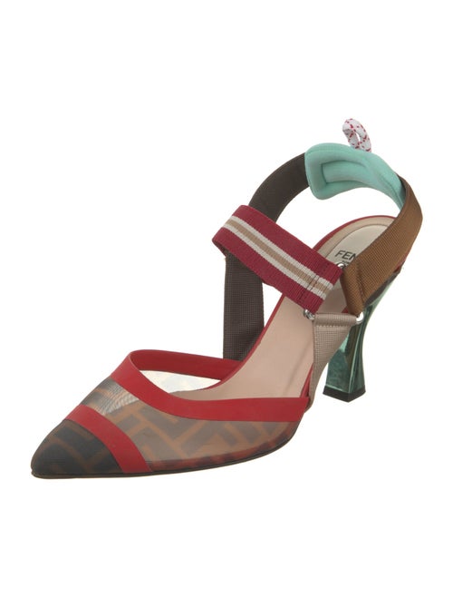 Fendi Mesh Printed Slingback Pumps