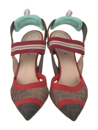 Fendi Mesh Printed Slingback Pumps