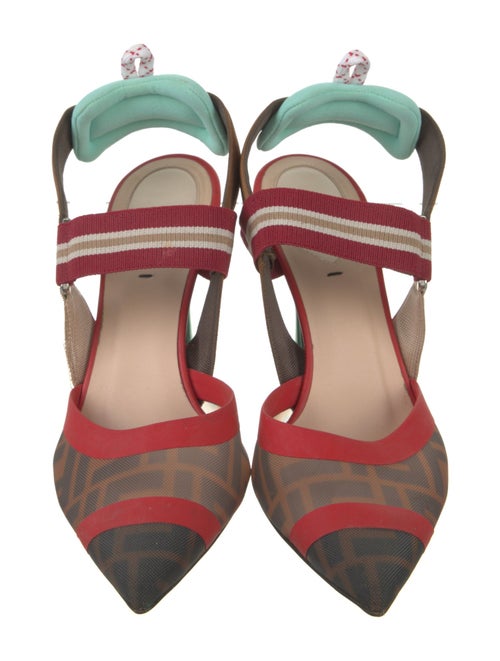 Fendi Mesh Printed Slingback Pumps