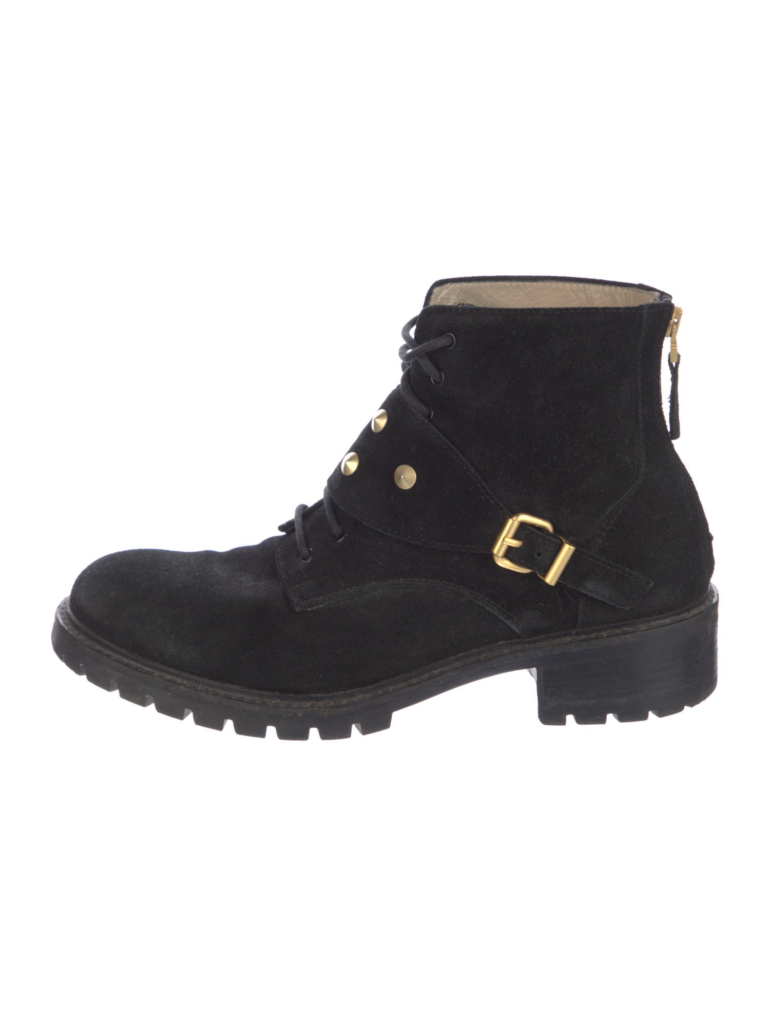 Fendi Suede Studded Accents Combat Boots