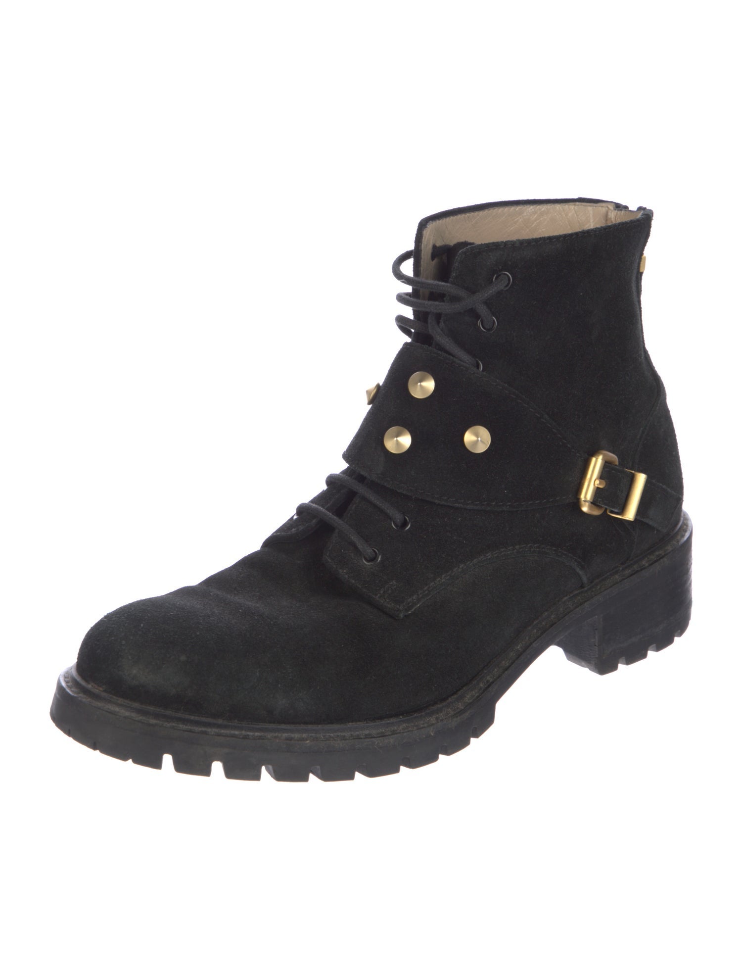 Fendi Suede Studded Accents Combat Boots