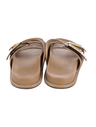 Fendi Zucca FF Logo Leather Slides