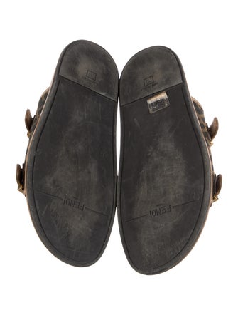Fendi Zucca FF Logo Leather Slides