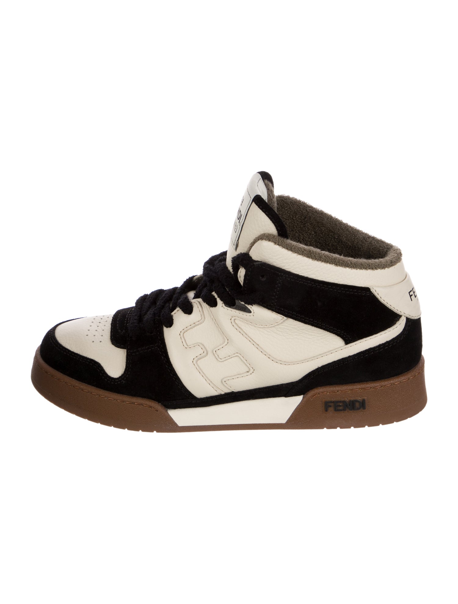 Fendi Leather Colorblock Pattern Sneakers