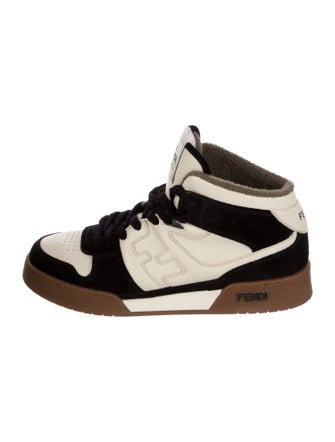 Fendi Leather Colorblock Pattern Sneakers