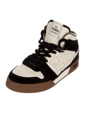 Fendi Leather Colorblock Pattern Sneakers