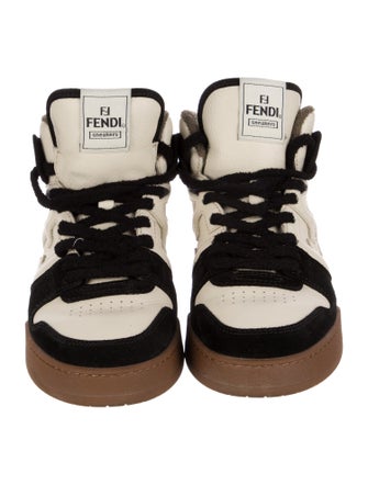 Fendi Leather Colorblock Pattern Sneakers