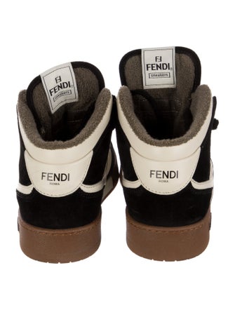 Fendi Leather Colorblock Pattern Sneakers