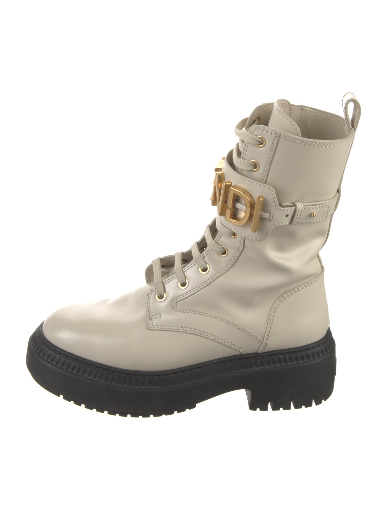 Fendi Leather Combat Boots