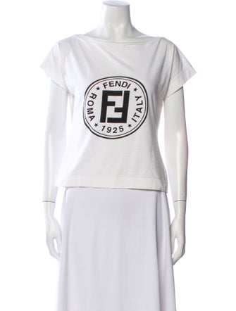 Fendi Graphic Print Bateau Neckline T-Shirt