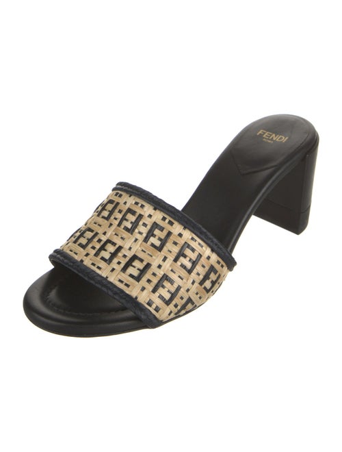Fendi Zucca FF Logo Leather Slides