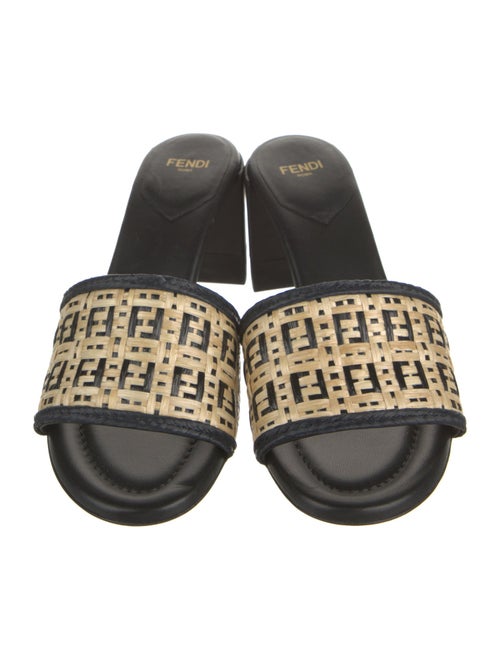 Fendi Zucca FF Logo Leather Slides