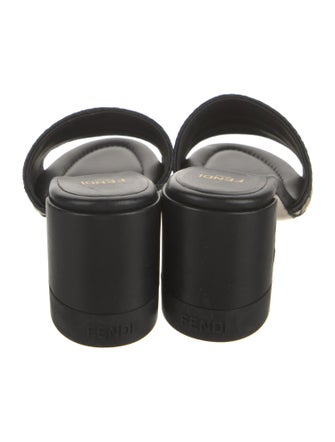 Fendi Zucca FF Logo Leather Slides