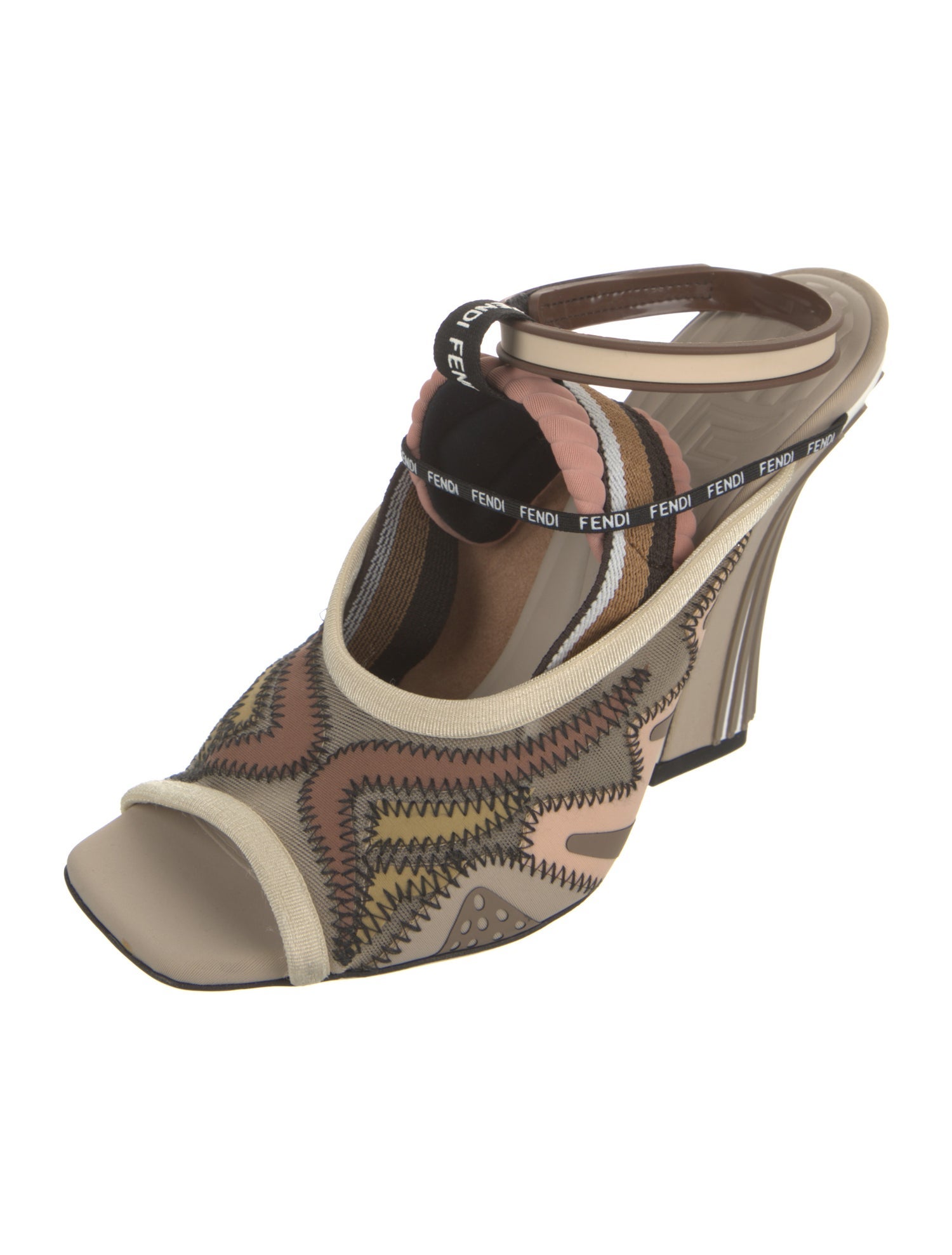 Fendi Patterned Mesh Accents Slides