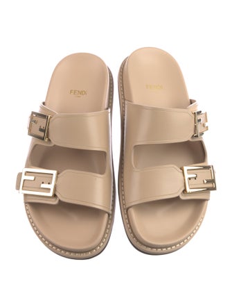 Fendi Zucca FF Logo Leather Slides