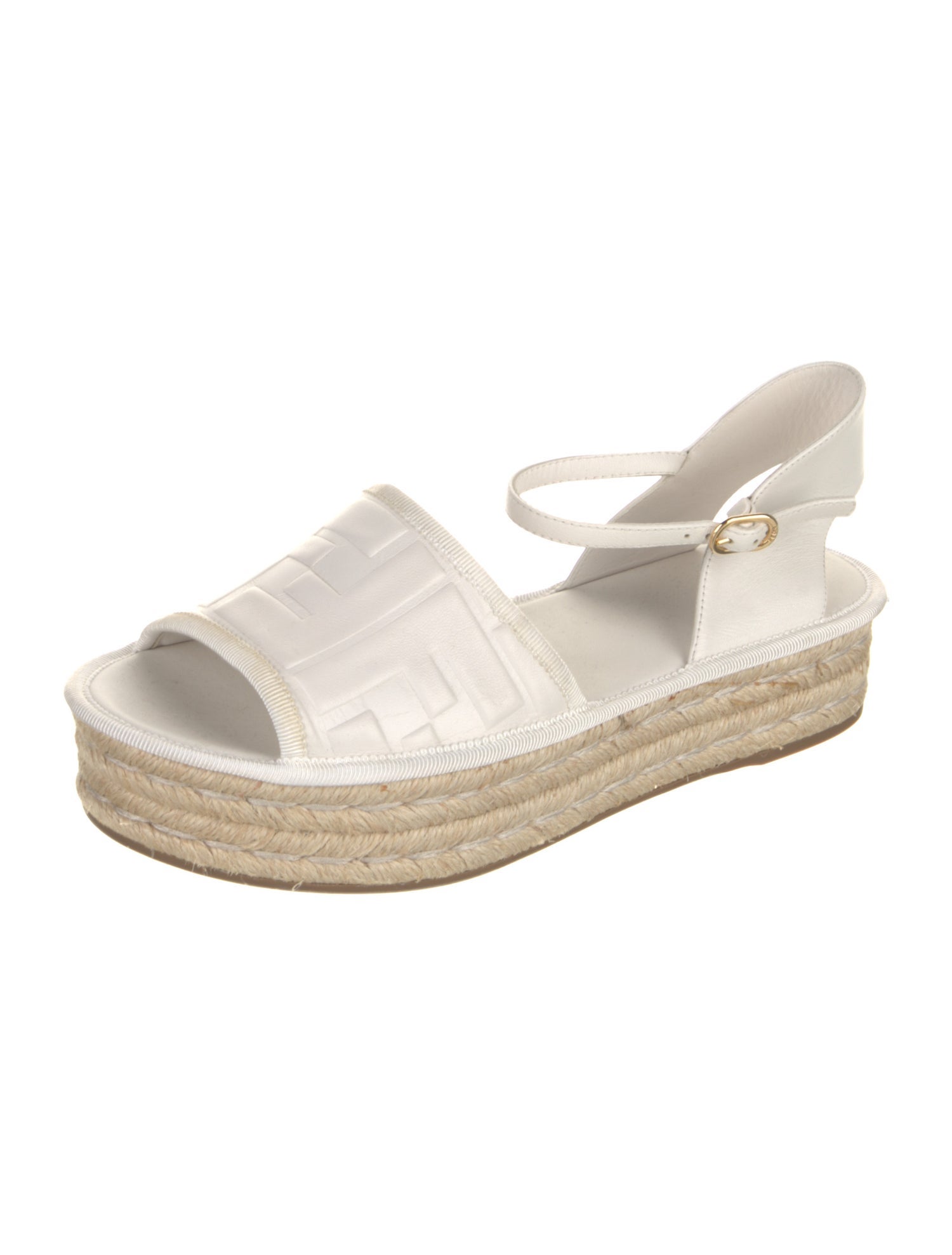 Fendi Zucca FF Logo Leather Espadrilles