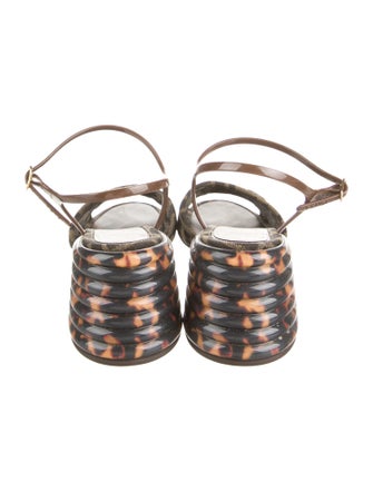 Fendi Zucca FF Logo Canvas Slingback Sandals