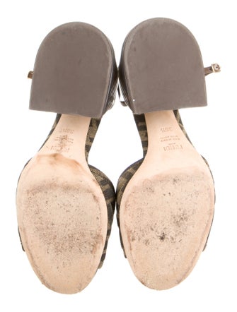 Fendi Zucca FF Logo Canvas Slingback Sandals