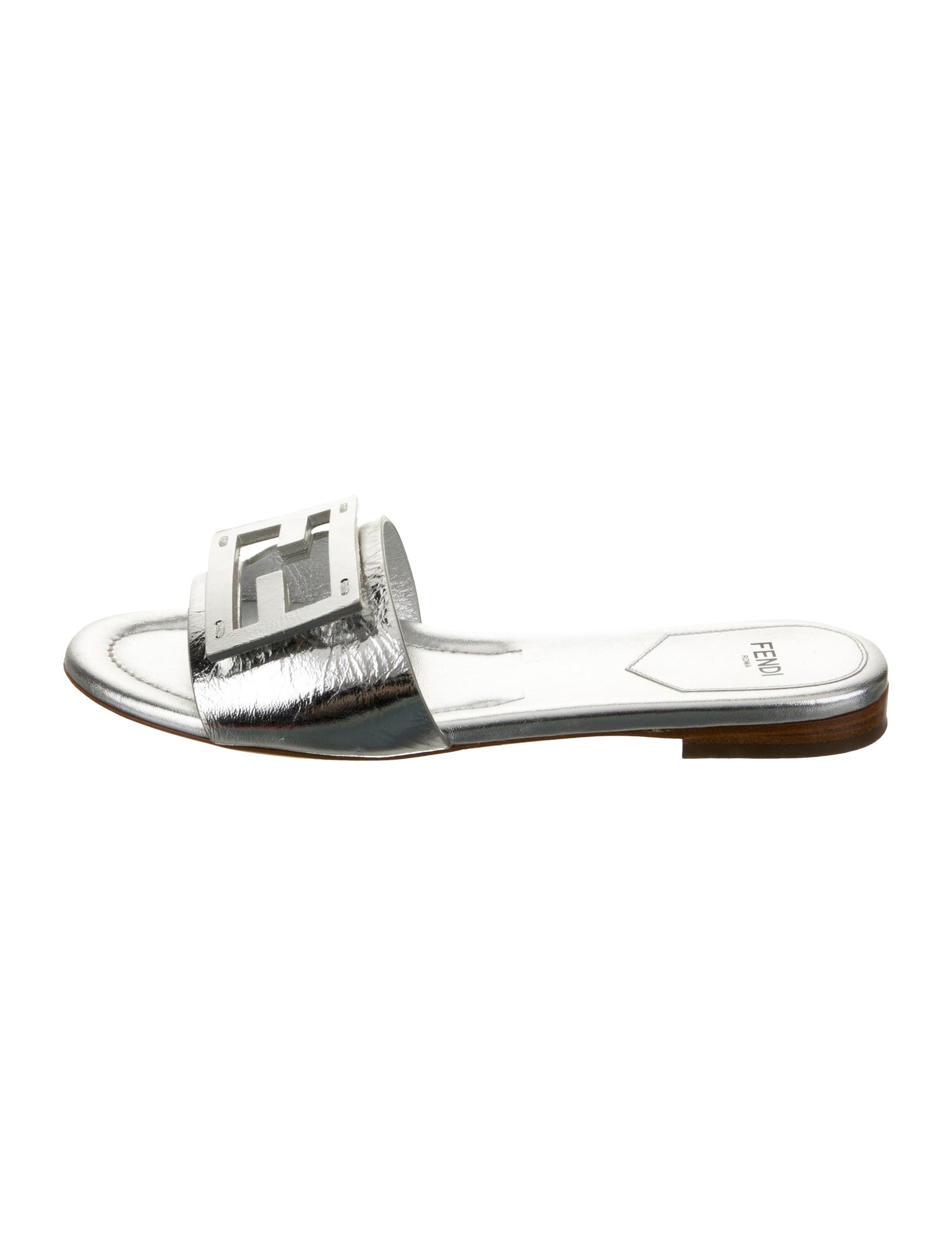 Fendi Zucca FF Logo Leather Slides