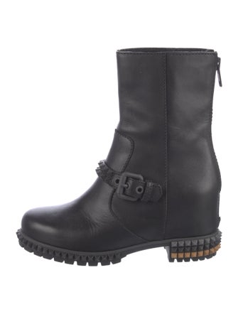 Fendi Leather Studded Accents Moto Boots