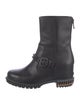 Fendi Leather Studded Accents Moto Boots