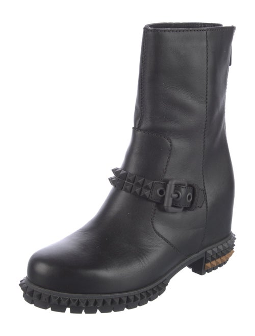 Fendi Leather Studded Accents Moto Boots