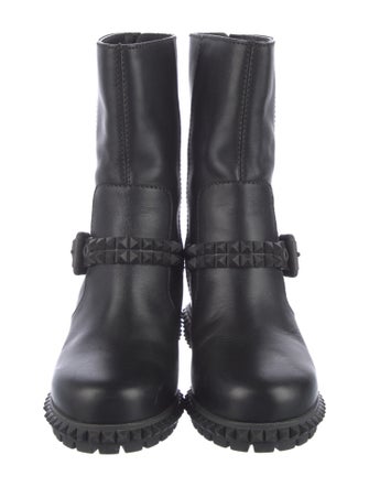 Fendi Leather Studded Accents Moto Boots