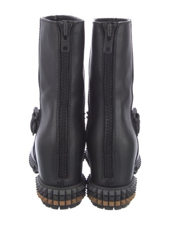 Fendi Leather Studded Accents Moto Boots