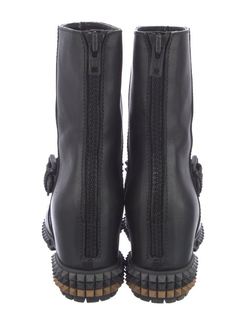 Fendi Leather Studded Accents Moto Boots