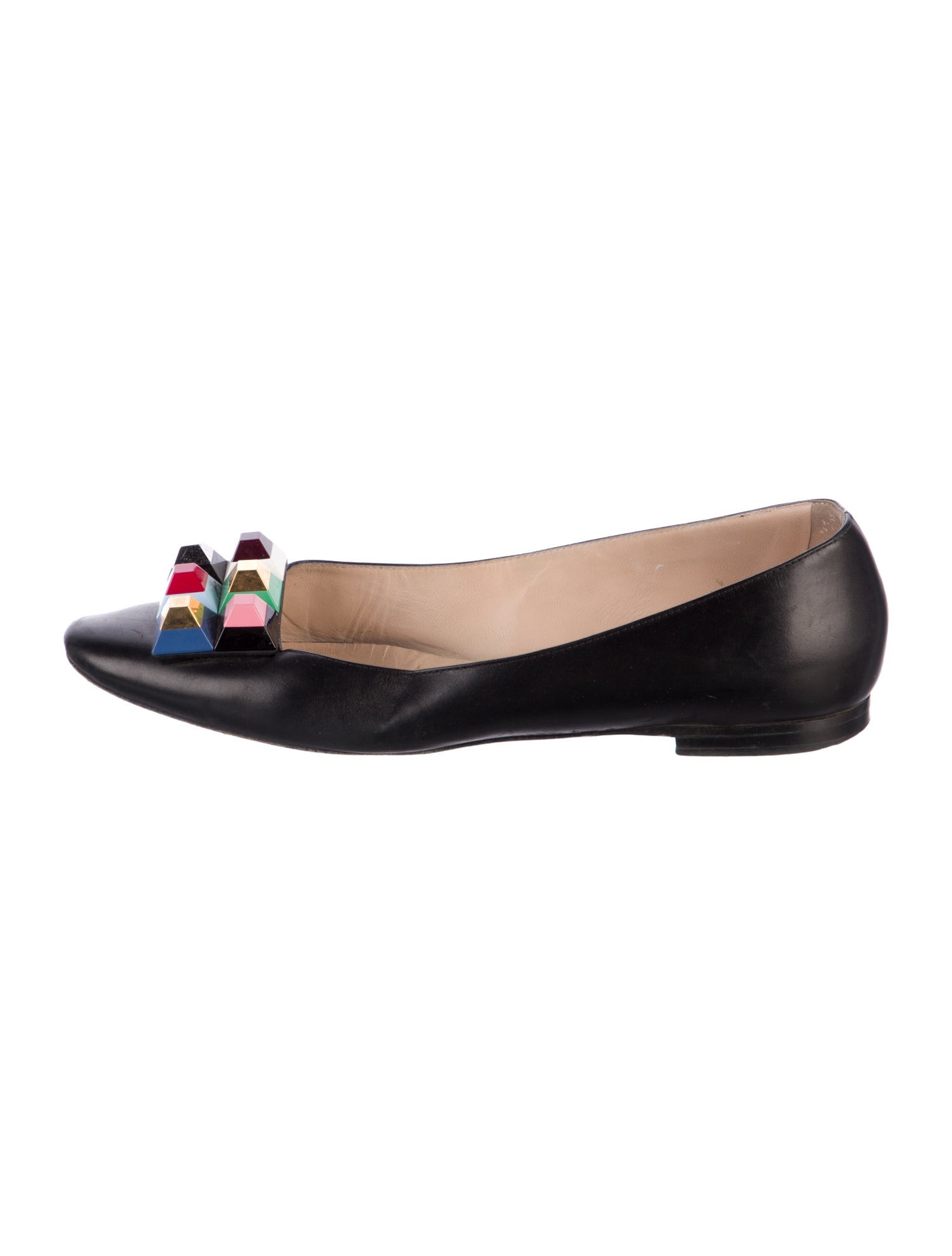 Fendi Leather Studded Accents Ballet Flats