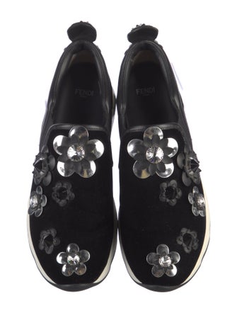 Fendi Velvet Crystal Embellishments Sneakers