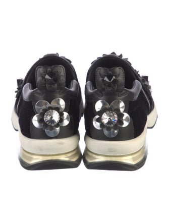 Fendi Velvet Crystal Embellishments Sneakers
