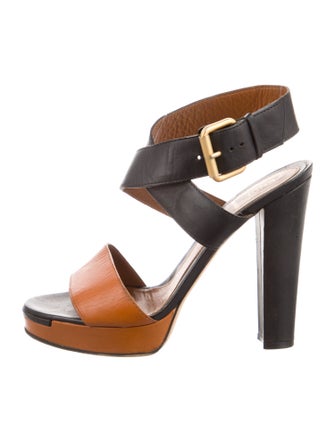 Fendi Leather Colorblock Pattern Sandals