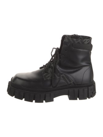 Fendi Zucca FF Logo Leather Lace-Up Boots