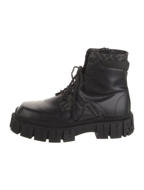 Fendi Zucca FF Logo Leather Lace-Up Boots