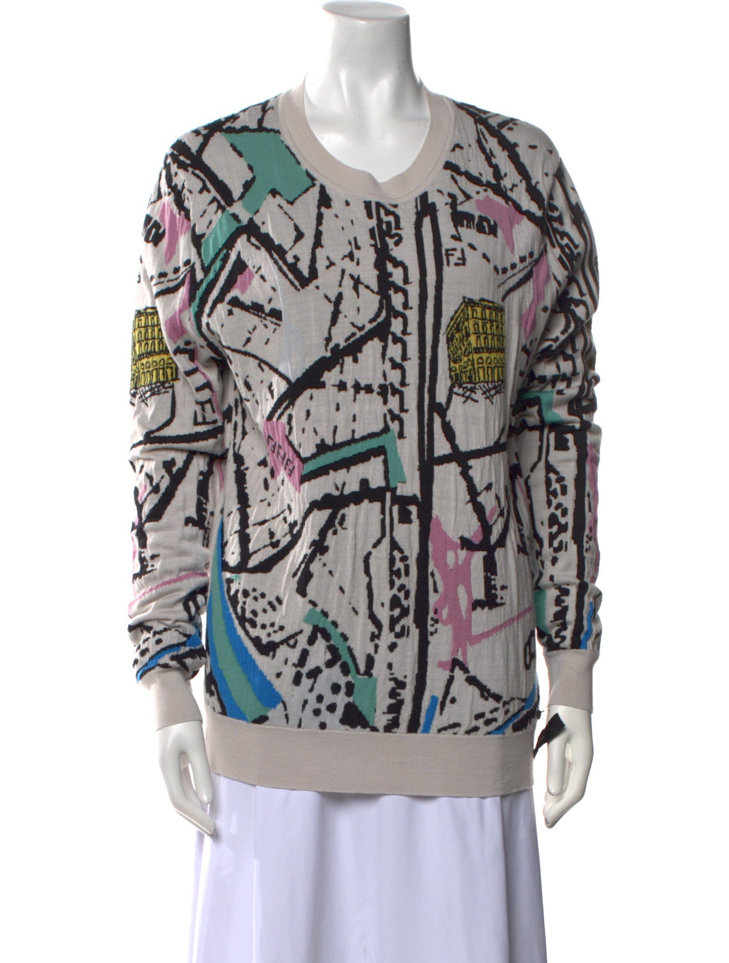 Fendi Printed Scoop Neck Sweater