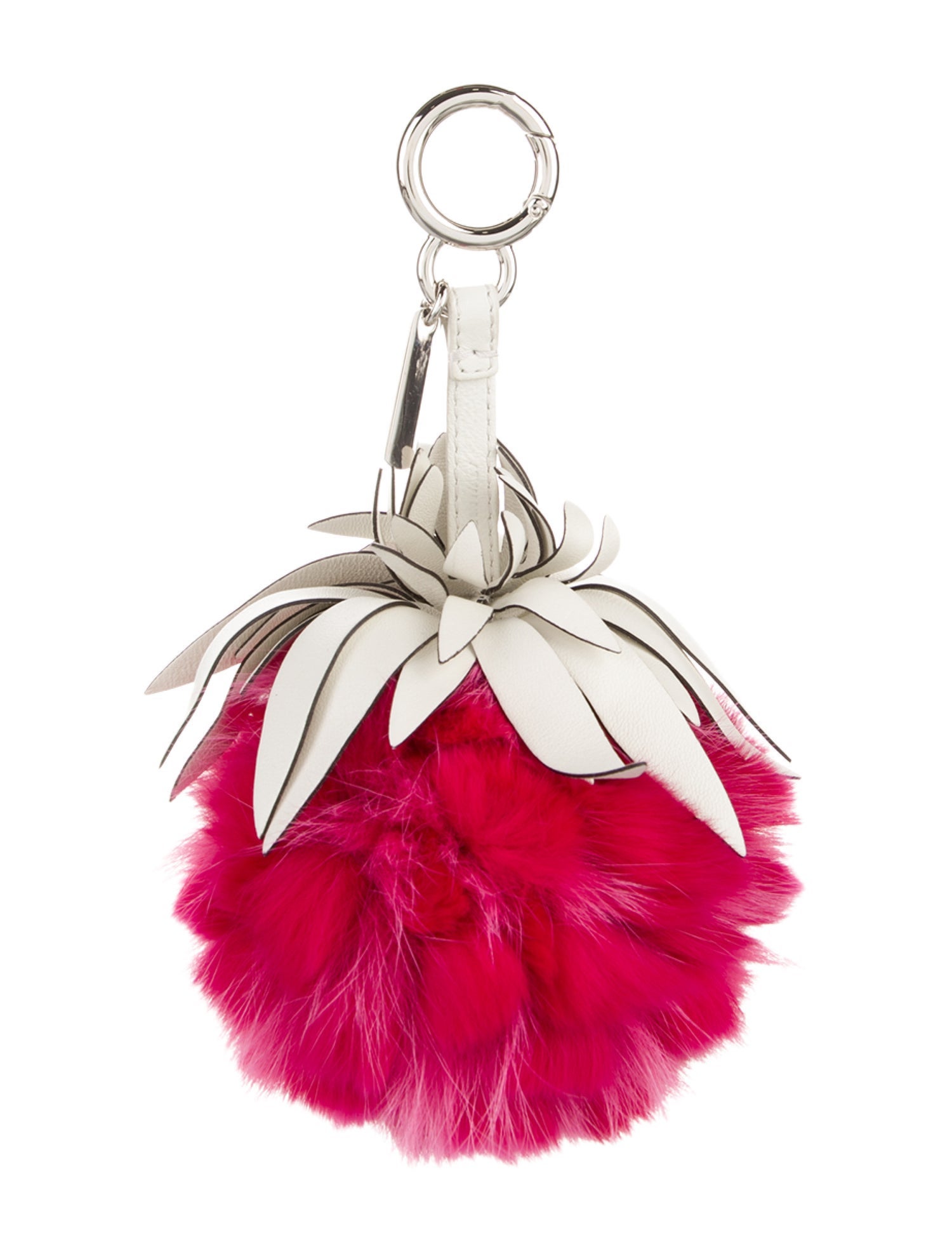 Fendi Leather & Fur Raspberry Keychain