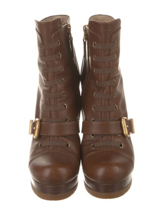 Fendi Leather Lace-Up Boots